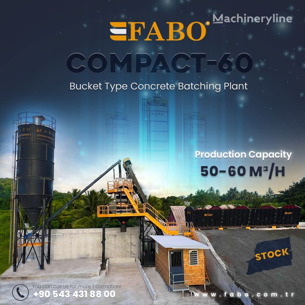 新混凝土厂 FABO SKIP SYSTEM CONCRETE BATCHING PLANT | 60m3/h Capacity | STOCK